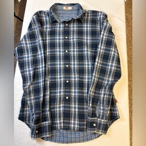 Levi's Classic Navy and White Plaid Button Down Shirt